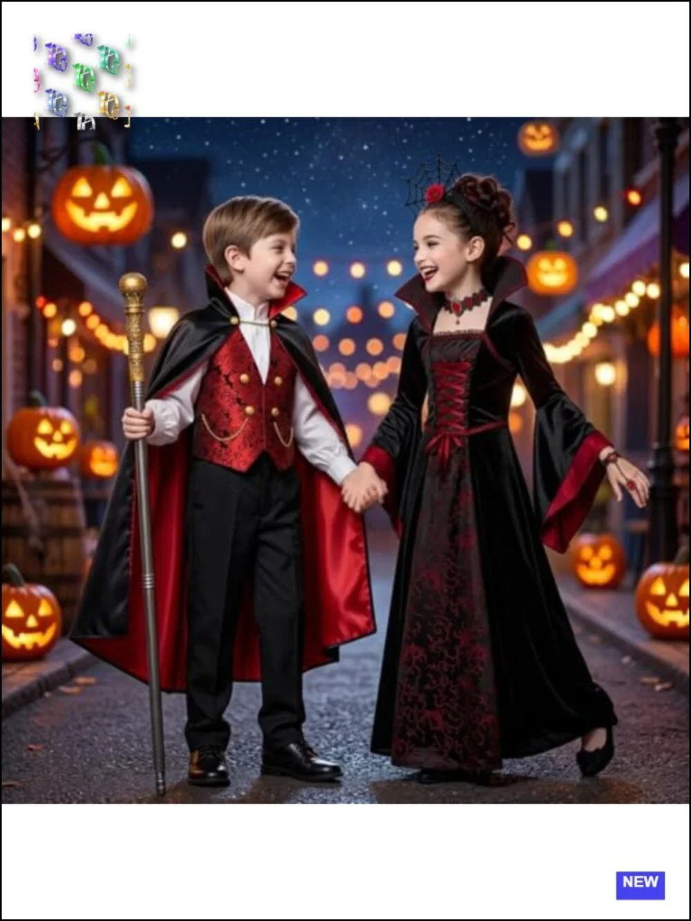 Girls Vampire Princess Dress Costume Halloween with Accessories Ages 3-12